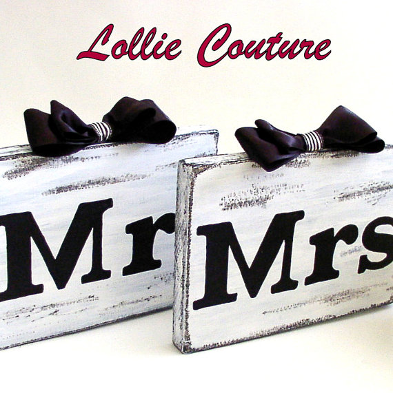 Wedding decorations, wedding table signs, Bride and Groom wedding table signs, MR & MRS